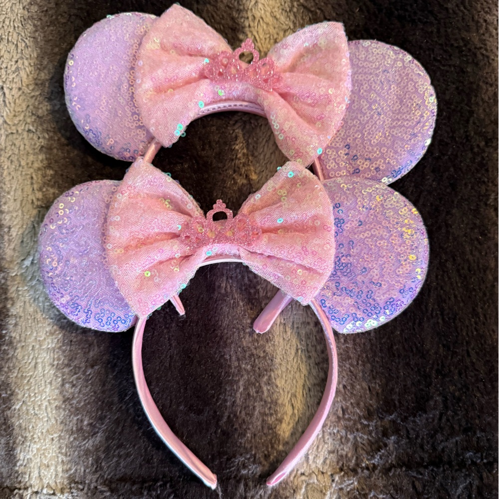 Pink and Purple Sequin Disney Mouse Ear Headbands set of 2